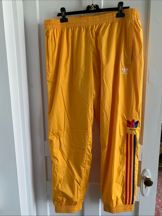 adidas Other - Men’s Yellow adidas Track Pants with Multicolor Trefoil Stripe